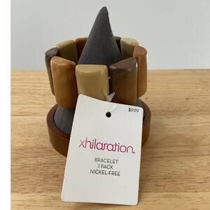 Xhilaration Brown & Tan Stretchy Cuff Bracelet Nickel Free Fashion Jewelry